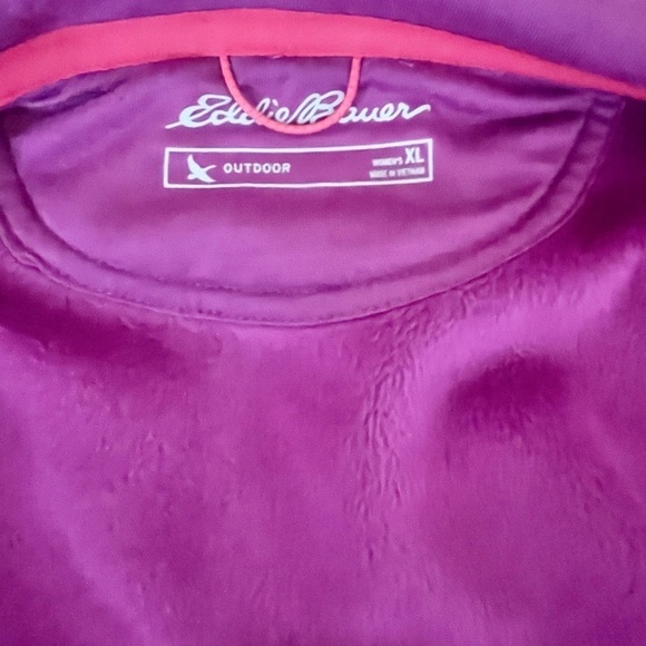 Eddie Bauer Outdoor Sweater, Magenta, Lined Zip-Up Sweater Size XL - Picture 2 of 5